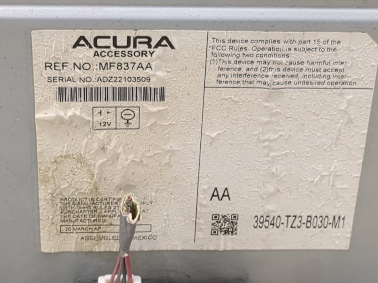2019-2020 Acura Tlx Radio Display Info Screen Oem - Oemusedautoparts1.com