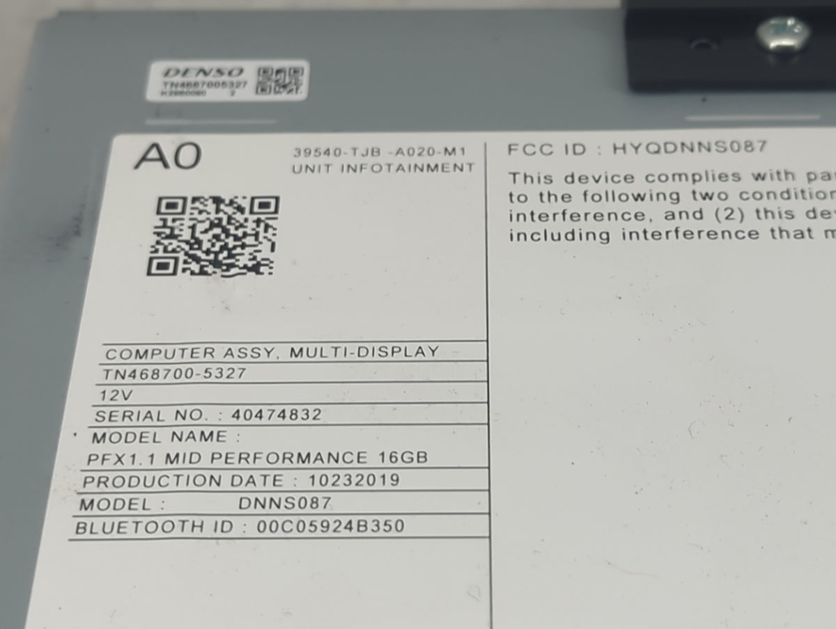 2020 Acura Rdx Information-gps-tv Control Module - Oemusedautoparts1.com