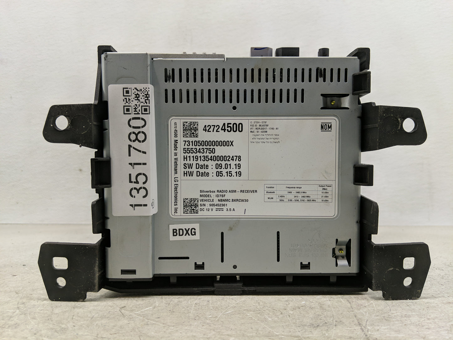 2020-2022 Chevrolet Spark Radio AM FM Cd Player Receiver Replacement P/N:42724500 Fits Fits 2020 2021 2022 OEM Used Auto Par