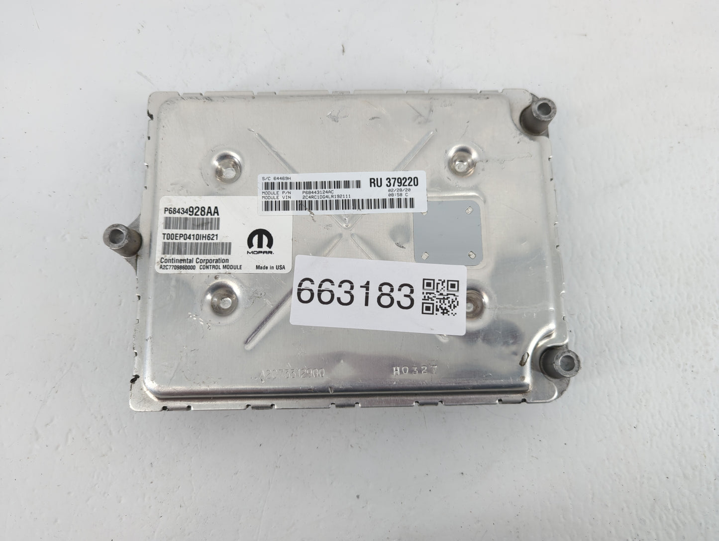 2020 Chrysler Voyager PCM Engine Control Computer ECU ECM PCU OEM P/N:P68434928AA Fits Fits 2018 2019 OEM Used Auto Parts -