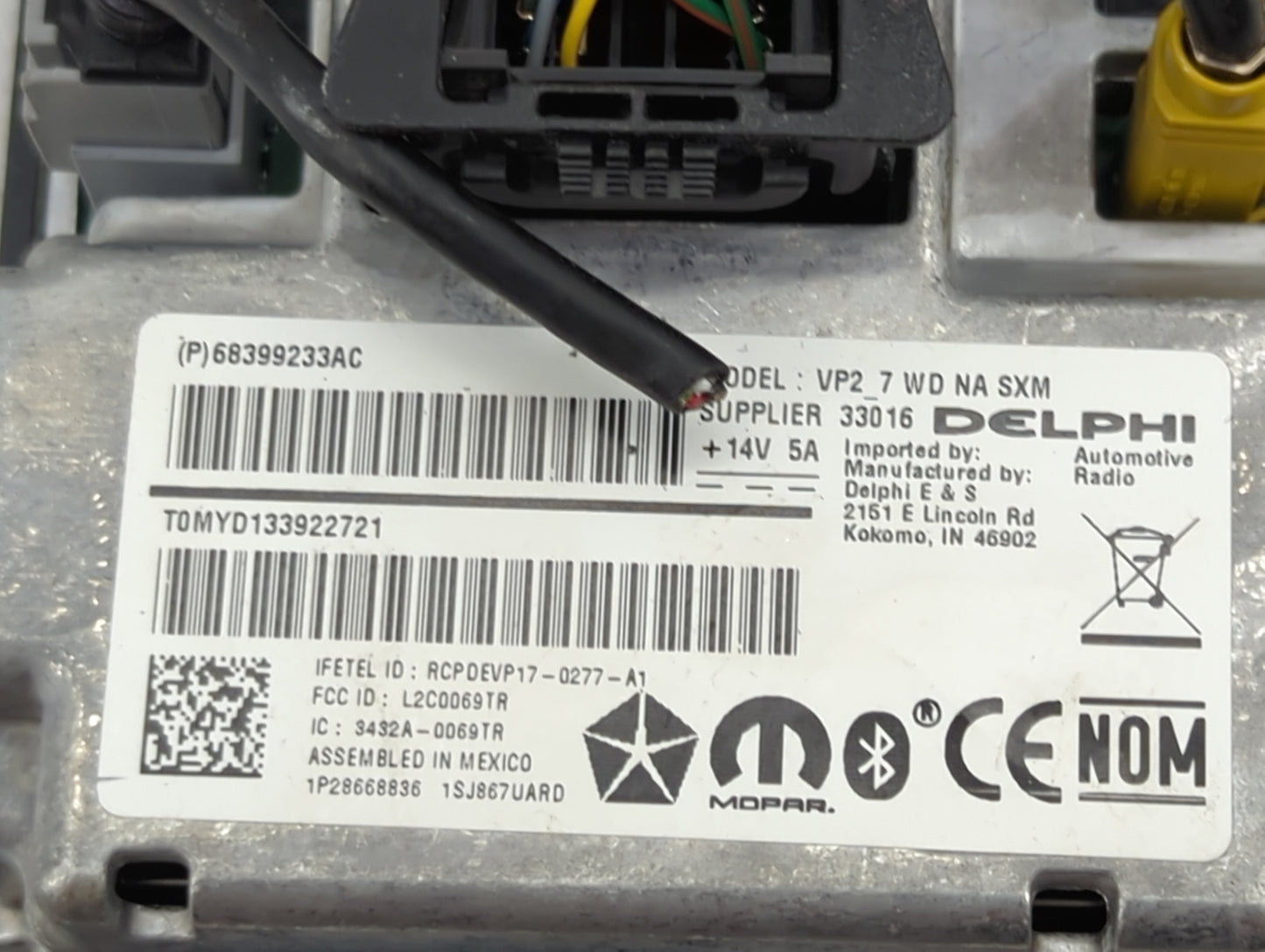 2019-2020 Dodge Durango Radio AM FM Cd Player Receiver Replacement P/N:68399233AC VP2_7WDNASXM, L2C0069TR Fits Fits 2019 202