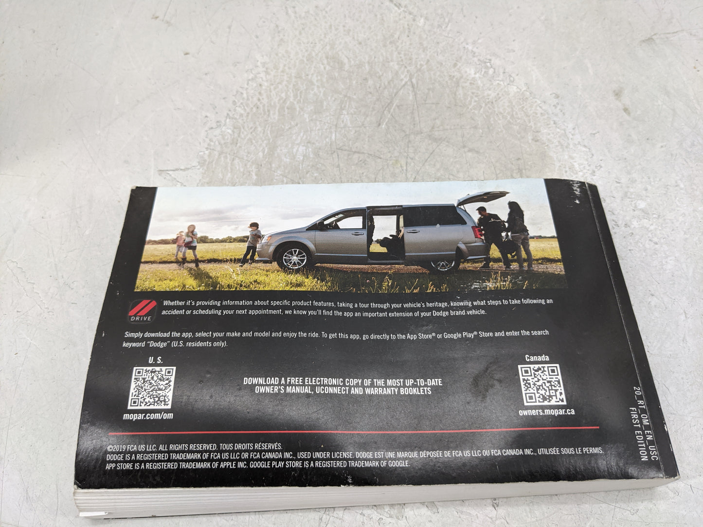 2020 Dodge Grand Caravan Owners Manual Book Guide P/N:20_RT_OM_EN_USC OEM Used Auto Parts - Oemusedautoparts1.com