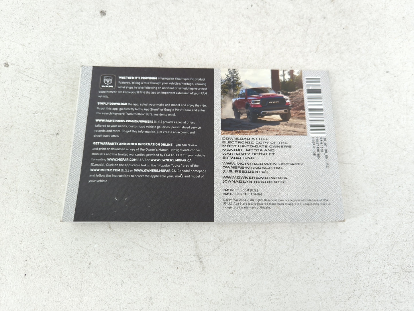 2020 Dodge Ram 1500 Owners Manual Book Guide OEM Used Auto Parts - Oemusedautoparts1.com