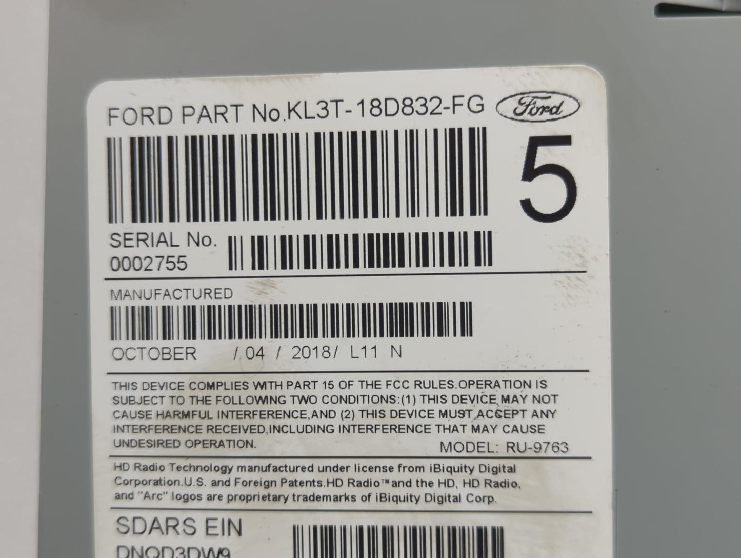 2020 Ford F150 Pickup Radio AM FM Cd Player Receiver Replacement P/N:KL3T-18D832-FG RU-9763P-A, RU-9763 Fits Fits 2019 OEM U