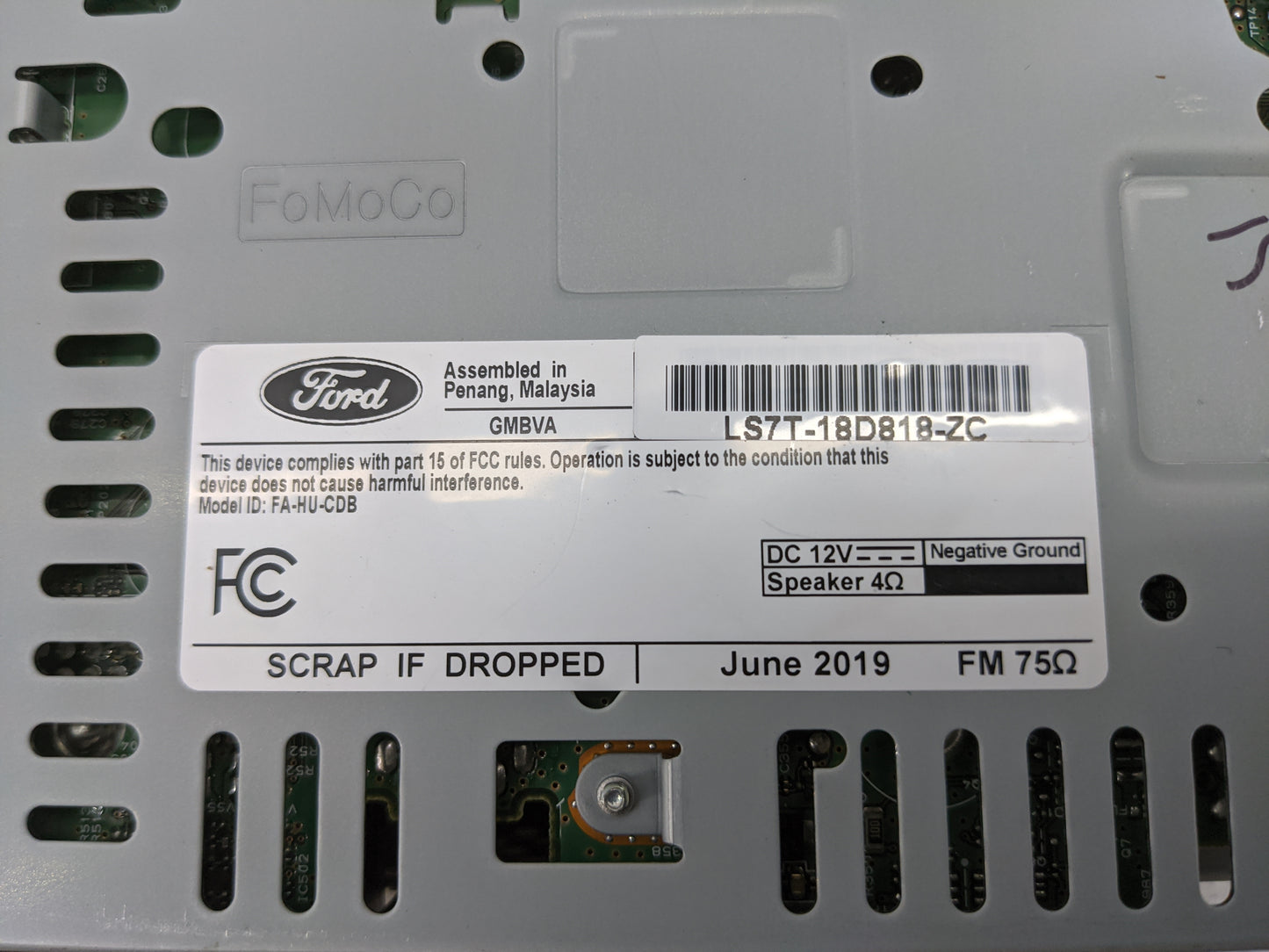 2020 Ford Fusion Radio AM FM Cd Player Receiver Replacement P/N:LS7T-18D818-ZC CQ-HJ19N34AA, FA-HU-CDB Fits OEM Used Auto Pa