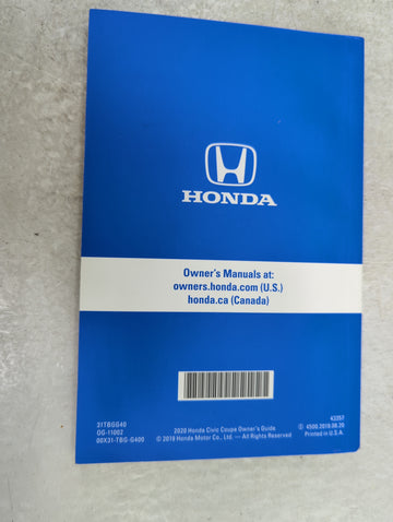 2020 Honda Civic Owners Manual Book Guide OEM Used Auto Parts