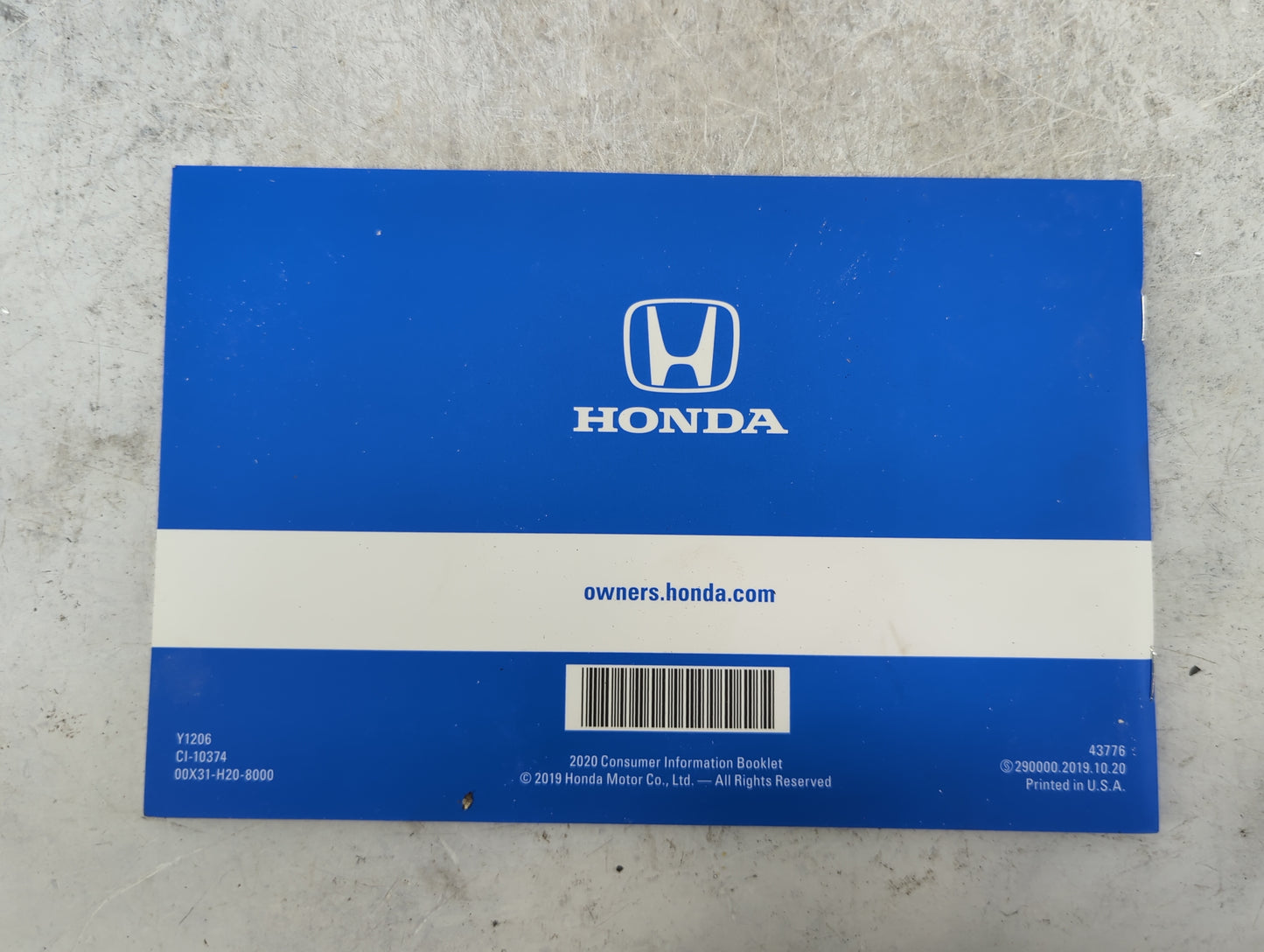 2020 Honda Hr-V Owners Manual Book Guide P/N:31T7AG40 OG-10985, 00X31-T7A-G400 OEM Used Auto Parts - Oemusedautoparts1.com