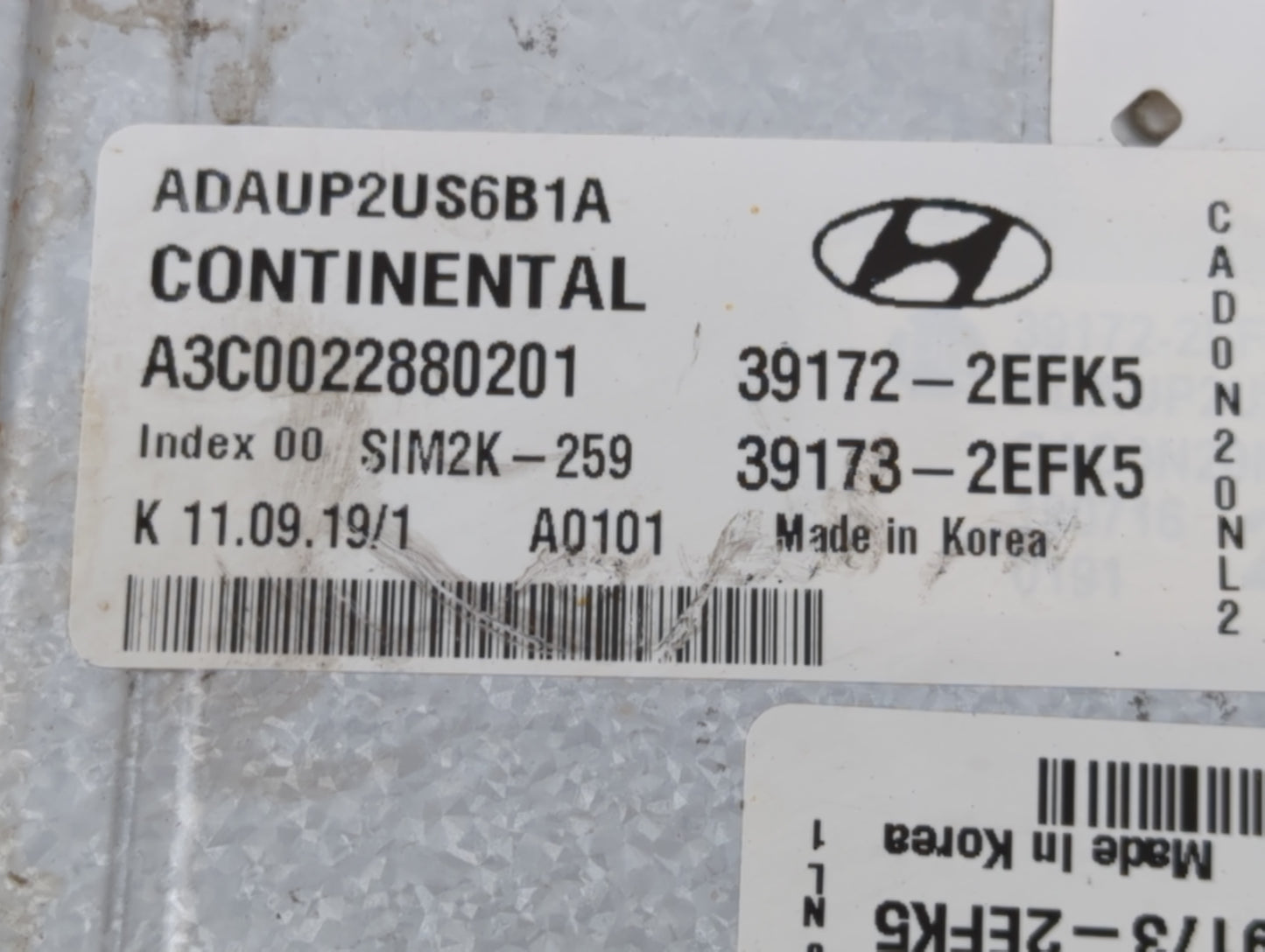 2018-2020 Hyundai Elantra PCM Engine Control Computer ECU ECM PCU OEM P/N:39172-2EFK5 39173-2EFK5 Fits Fits 2018 2019 2020 O