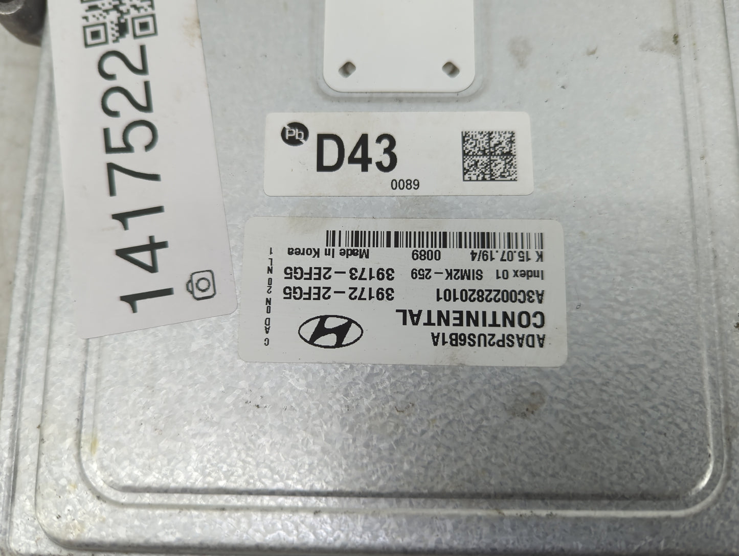2018-2020 Hyundai Elantra PCM Engine Control Computer ECU ECM PCU OEM P/N:39173-2EFG5 39172-2EFG5 Fits Fits 2018 2019 2020 O