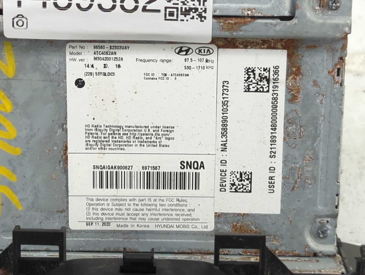 2020 Hyundai Santa Fe Radio AM FM Cd Player Receiver Replacement P/N:96560-S2303UAY ATC40S2AN, M3042001252A Fits OEM Used Au