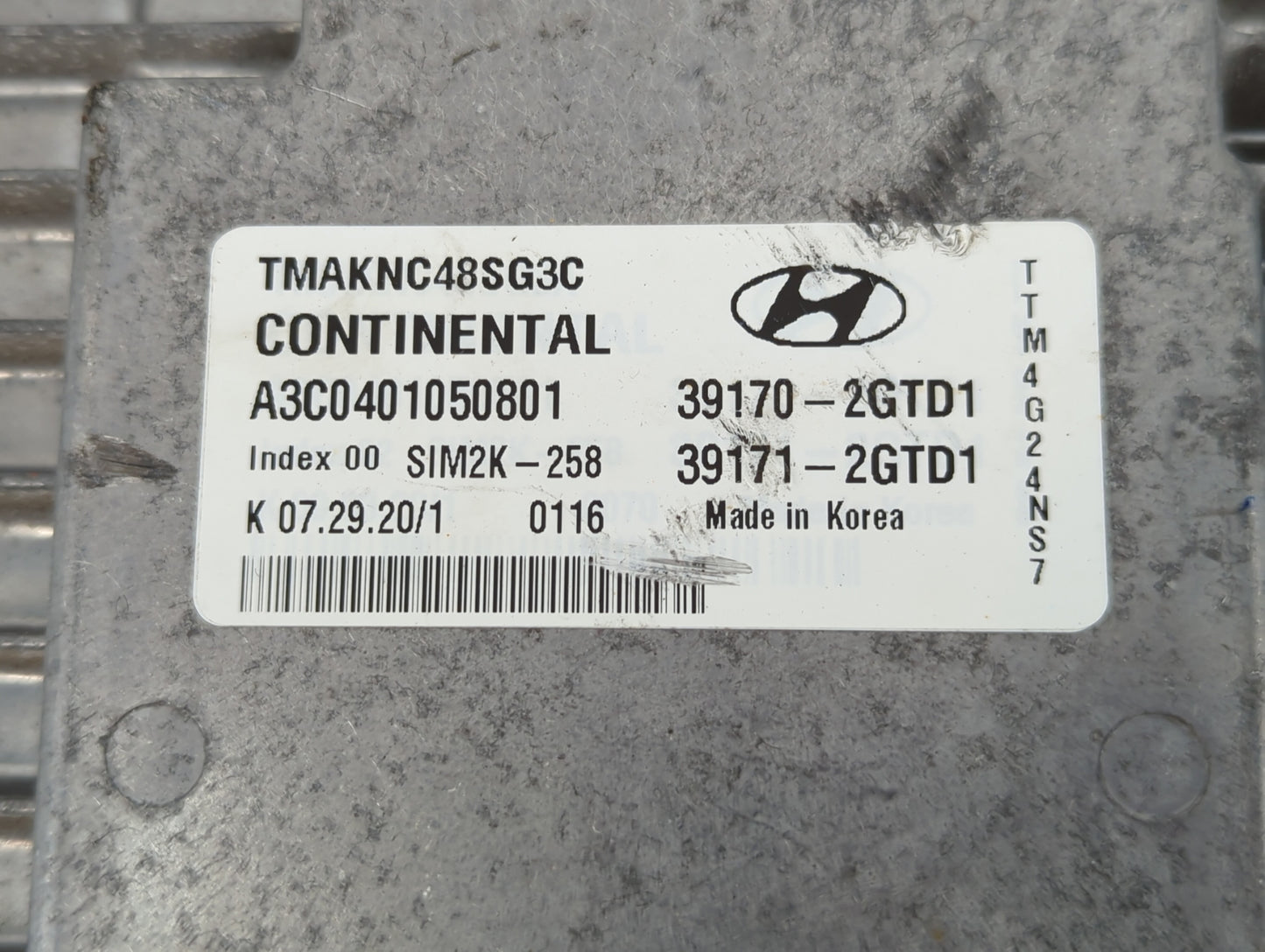 2020 Hyundai Santa Fe PCM Engine Control Computer ECU ECM PCU OEM P/N:A3C0401050801 39170-2GTD1, 39171-2GTD1 Fits OEM Used A