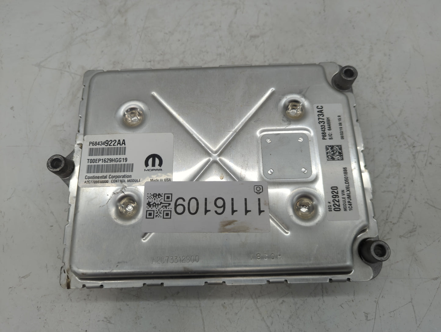 2019-2021 Jeep Cherokee PCM Engine Control Computer ECU ECM PCU OEM P/N:P68434922AA Fits Fits 2019 2020 2021 2022 OEM Used A