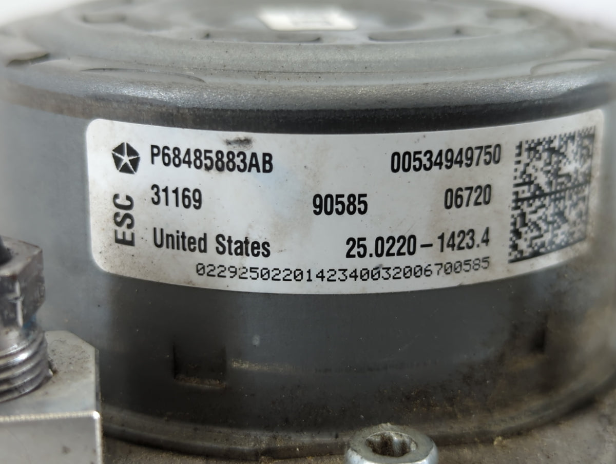 2017-2018 Jeep Compass Anti-Lock Brake ABS Pump Module Actuator OEM P/N:P68485883AB Fits Fits 2017 2018 OEM Used Auto Parts