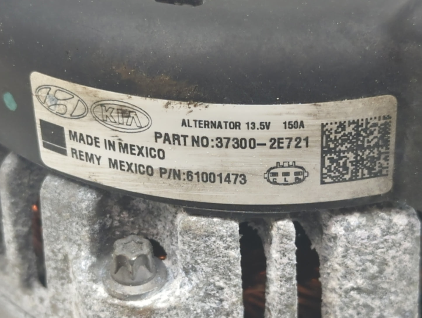2017-2022 Kia Forte Alternator Replacement Generator Charging Assembly Engine OEM P/N:37300-2E721 Fits OEM Used Auto Parts -