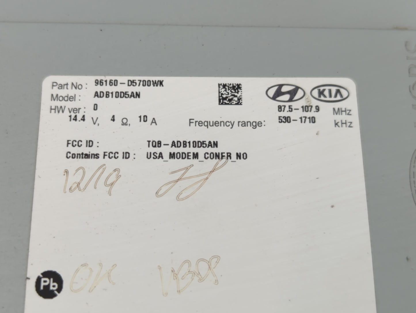 2019-2020 Kia Optima Radio AM FM Cd Player Receiver Replacement P/N:96160-D5700WK Fits Fits 2019 2020 OEM Used Auto Parts -