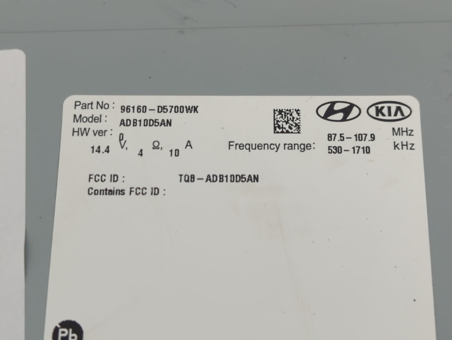 2019-2020 Kia Optima Radio AM FM Cd Player Receiver Replacement P/N:96160-D5700WK Fits Fits 2019 2020 OEM Used Auto Parts -