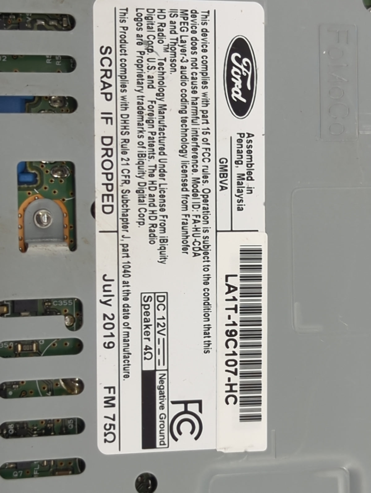 2019-2020 Lincoln Nautilus Radio AM FM Cd Player Receiver Replacement P/N:LA1T-19C107-HC FA-HU-CDA Fits Fits 2019 2020 OEM U