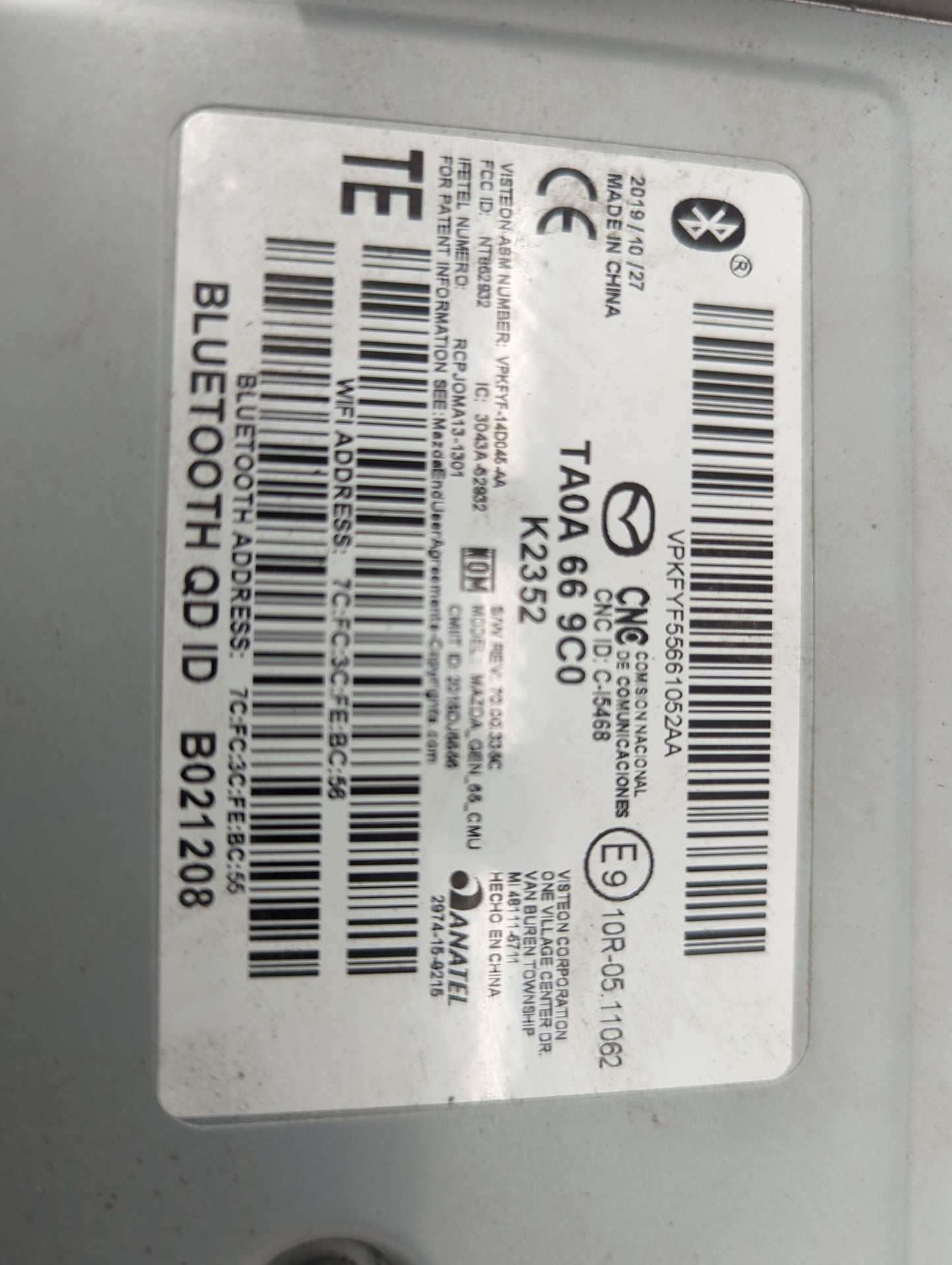 2016-2020 Mazda Cx-5 Radio AM FM Cd Player Receiver Replacement P/N:TA0A 66 9C0 Fits Fits 2016 2017 2018 2019 2020 2021 OEM