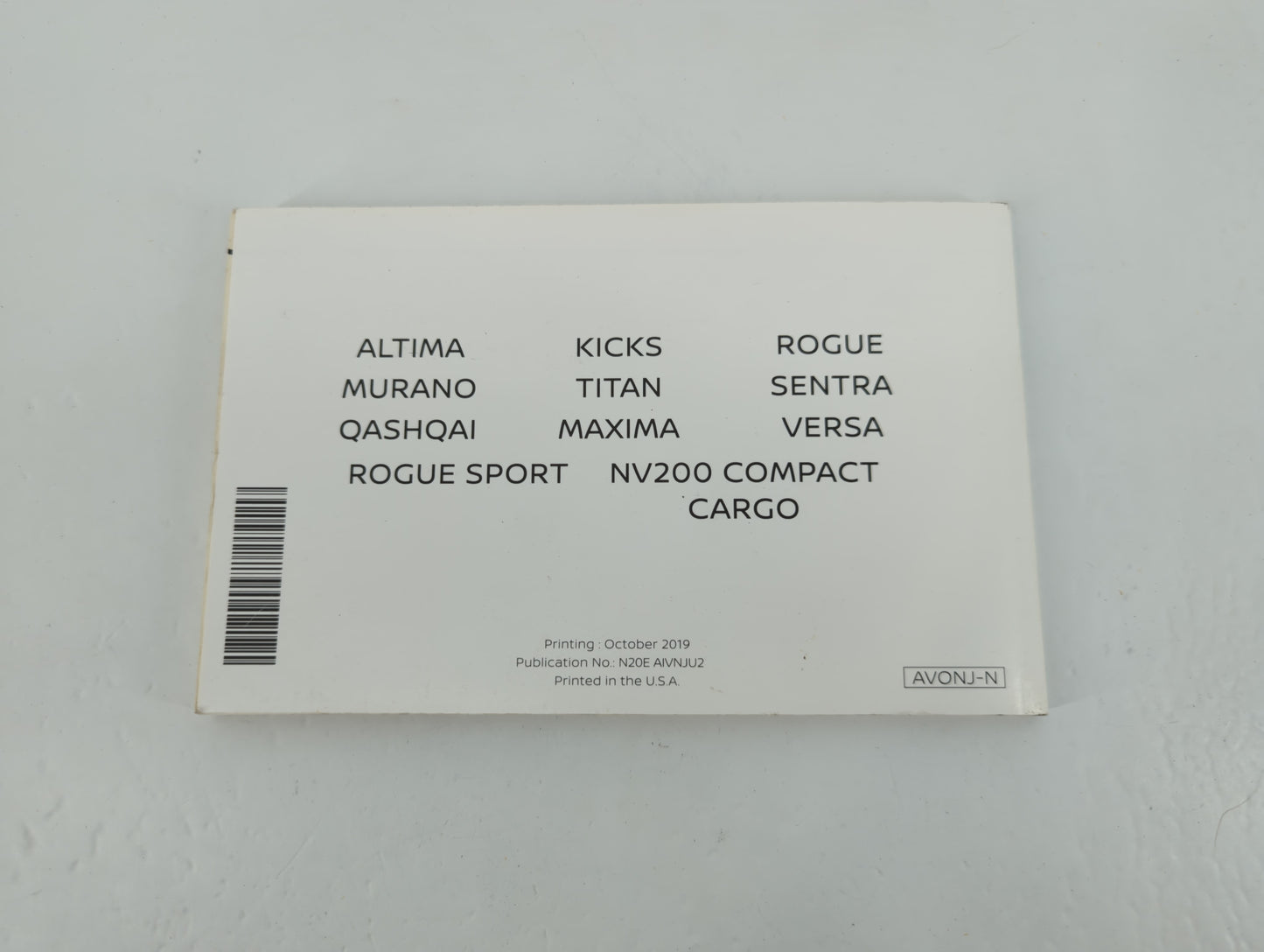 2020 Nissan Nv200 Owners Manual Book Guide P/N:N20E AIVNJU2 OEM Used Auto Parts - Oemusedautoparts1.com