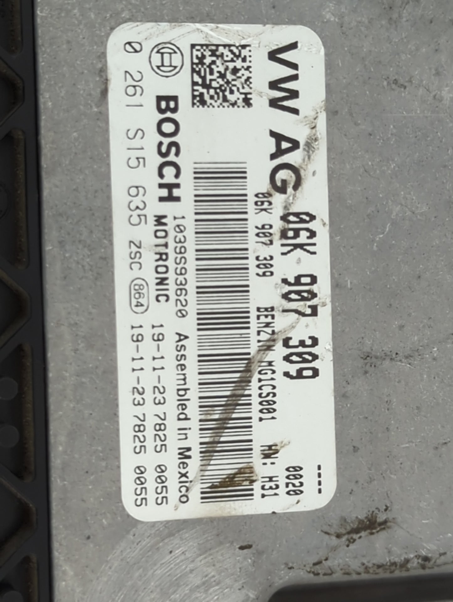 2019-2020 Volkswagen Passat PCM Engine Control Computer ECU ECM PCU OEM P/N:06K907309 0261S15635 Fits Fits 2019 2020 OEM Use