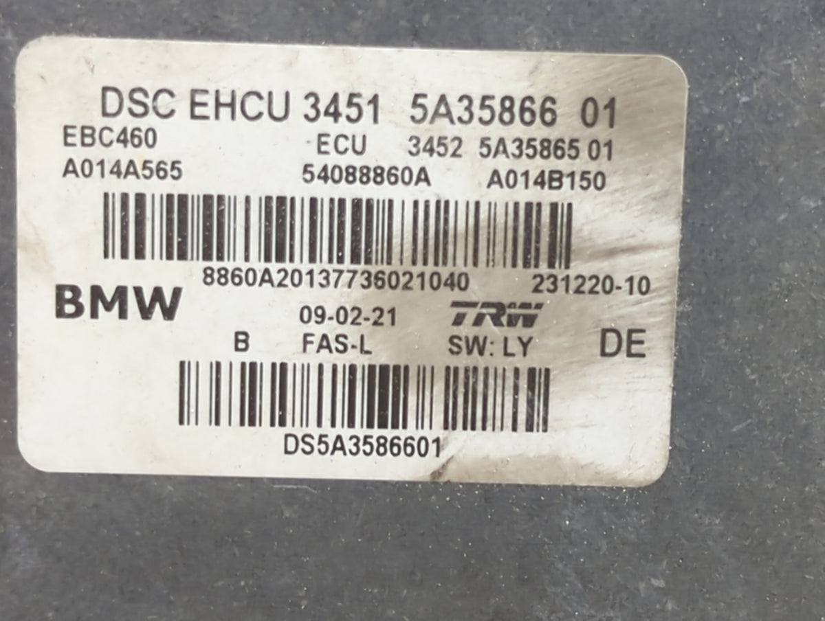 2018-2021 Bmw X3 Anti-Lock Brake ABS Pump Module Actuator OEM P/N:5A3586601 5A35865 01 Fits Fits 2016 2017 2018 2019 2020 20