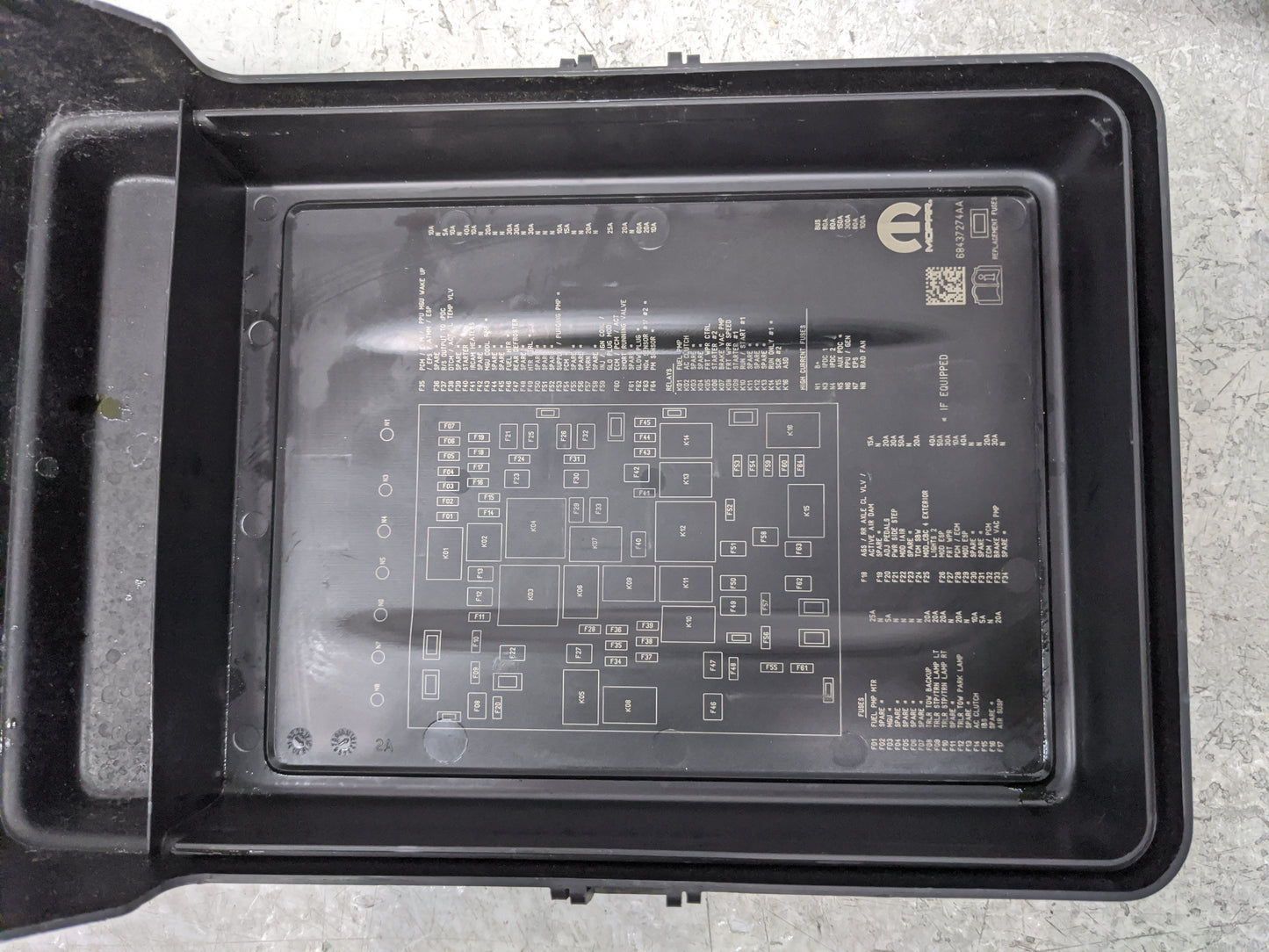 2021 Dodge Ram 1500 Fusebox Fuse Box Panel Relay Module P/N:68437274AA Fits OEM Used Auto Parts - Oemusedautoparts1.com