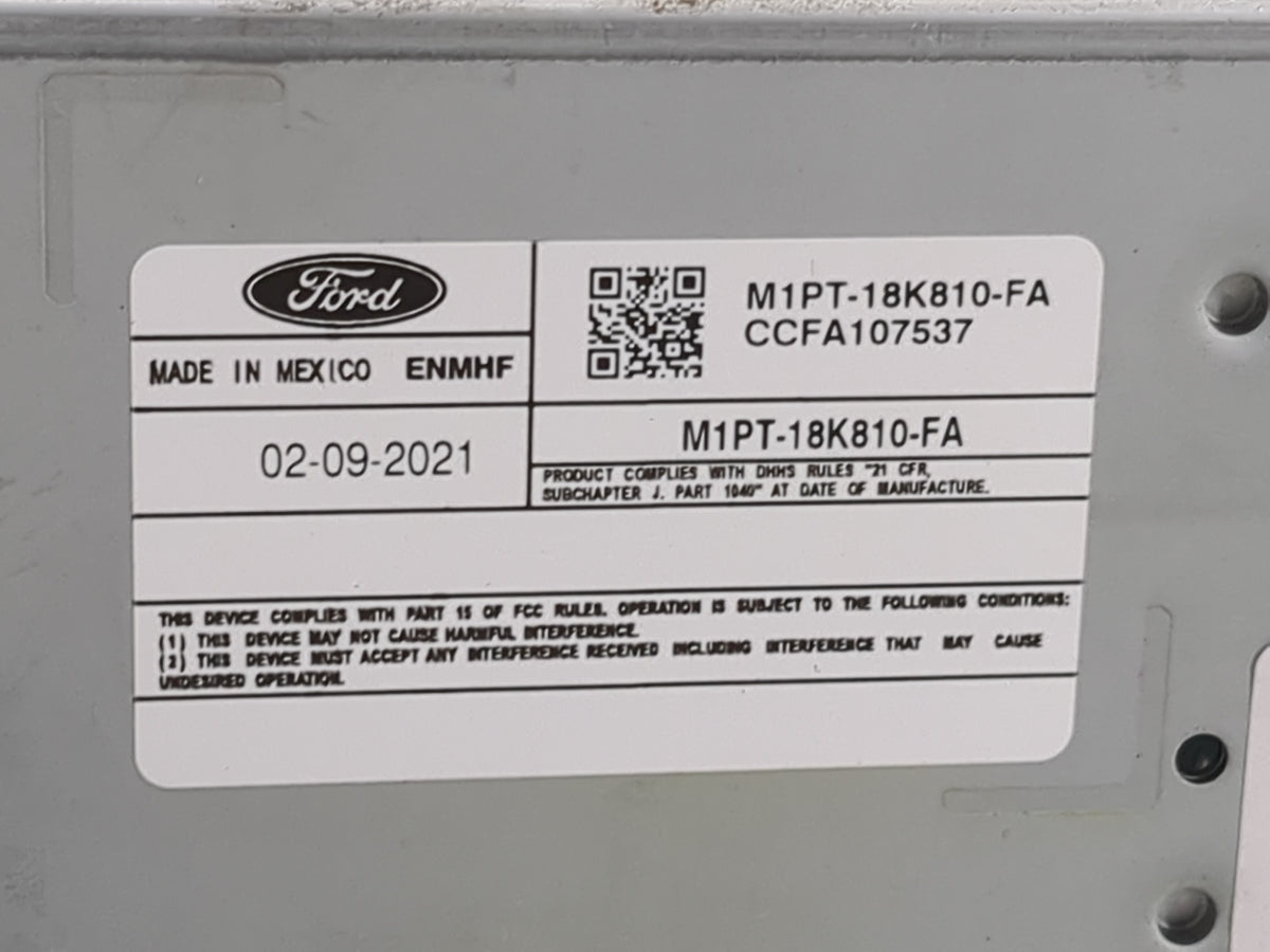 2021-2022 Ford Bronco Sport Radio AM FM Cd Player Receiver Replacement P/N:M1PT-18K810-FA CCFA107537 Fits Fits 2021 2022 OEM