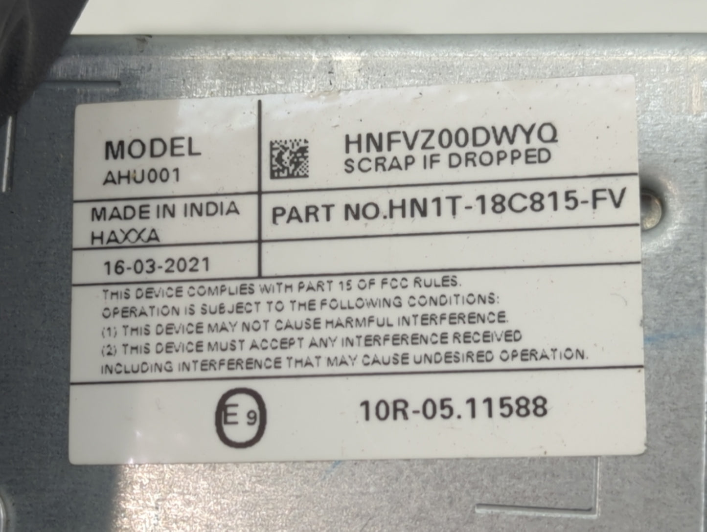 2018-2022 Ford Ecosport Radio AM FM Cd Player Receiver Replacement P/N:HNFVZ00DWYQ HN1T-18C815-FV Fits OEM Used Auto Parts -