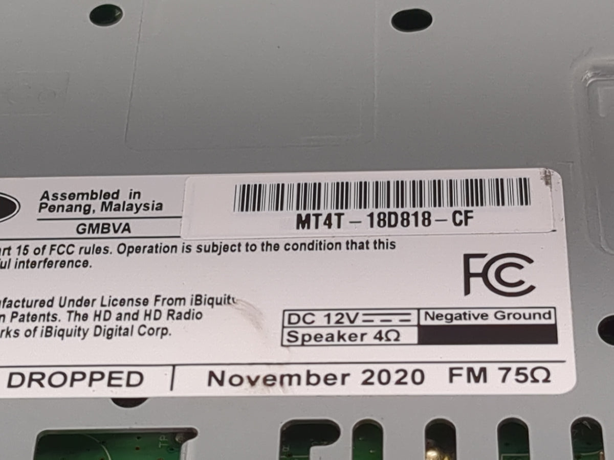 2021 Ford Edge Radio AM FM Cd Player Receiver Replacement P/N:MT4T-18D818-CF Fits OEM Used Auto Parts - Oemusedautoparts1.co
