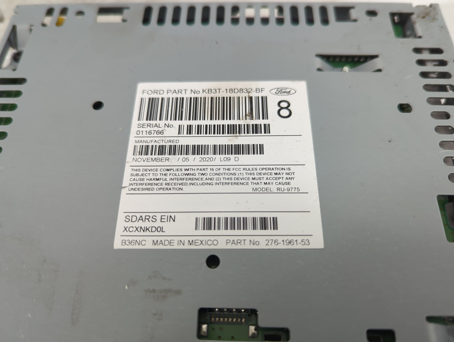 2019-2022 Ford Ranger Radio AM FM Cd Player Receiver Replacement P/N:KB3T-18D832-BF Fits Fits 2019 2020 2021 2022 OEM Used A