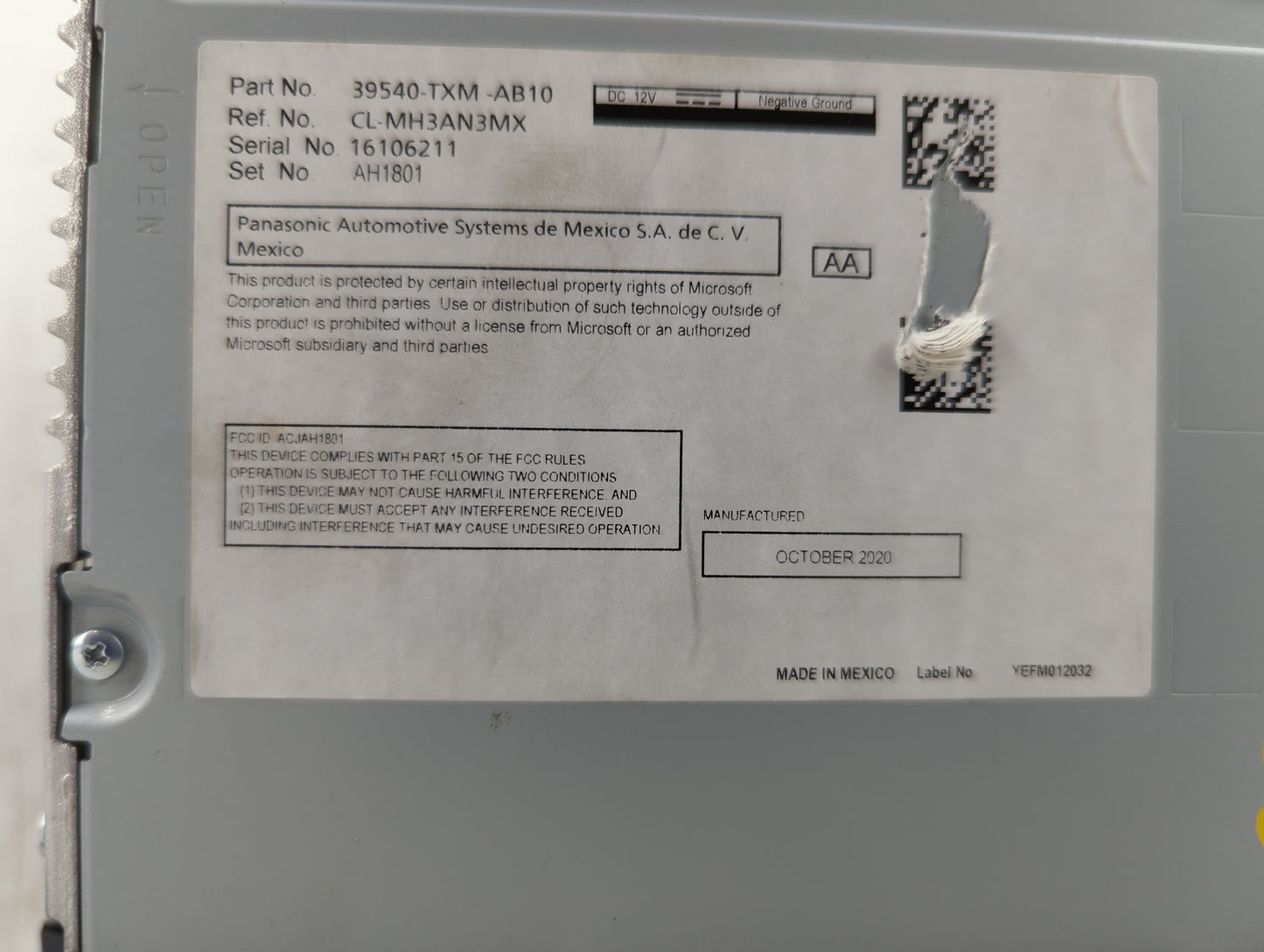 2019-2022 Honda Insight Radio AM FM Cd Player Receiver Replacement P/N:39540-TXM-AB10 CL-MH3AN3MX Fits Fits 2019 2020 2021 2