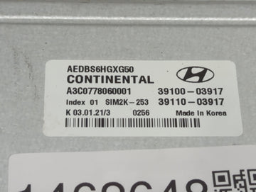 2017-2020 Hyundai Ioniq PCM Engine Control Computer ECU ECM PCU OEM P/N:39100-03917 39110-03917 Fits Fits 2017 2018 2019 2020 OEM Used Auto Parts