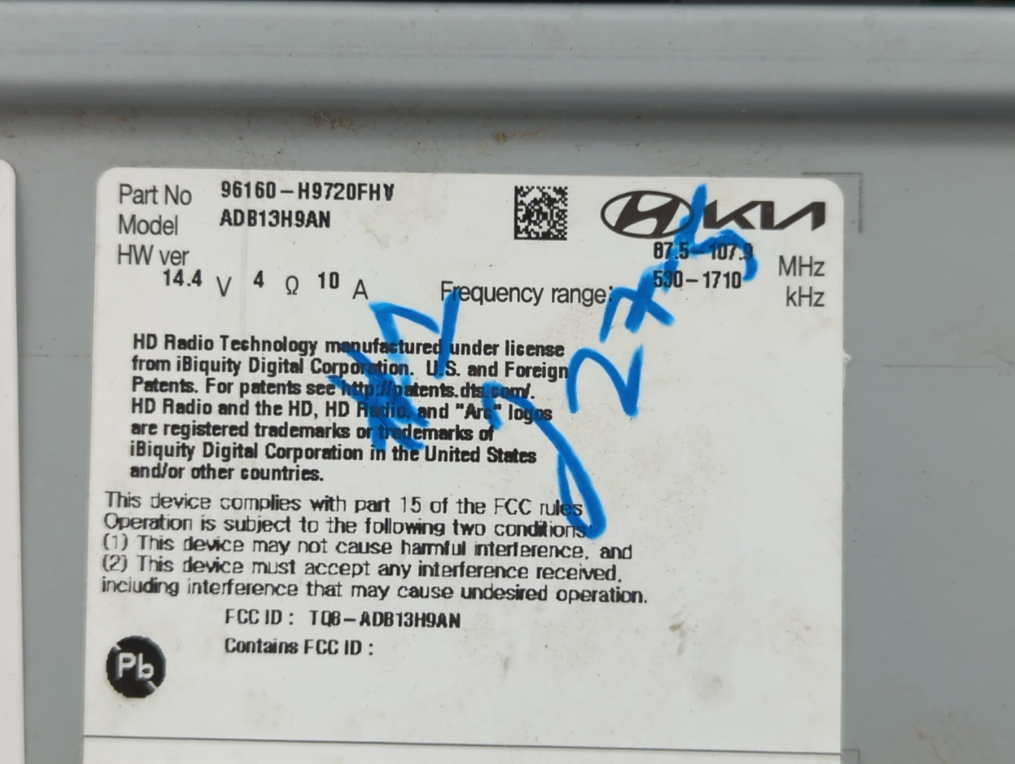 2021 Kia Rio Radio AM FM Cd Player Receiver Replacement P/N:96160-H9720FH Fits OEM Used Auto Parts - Oemusedautoparts1.com