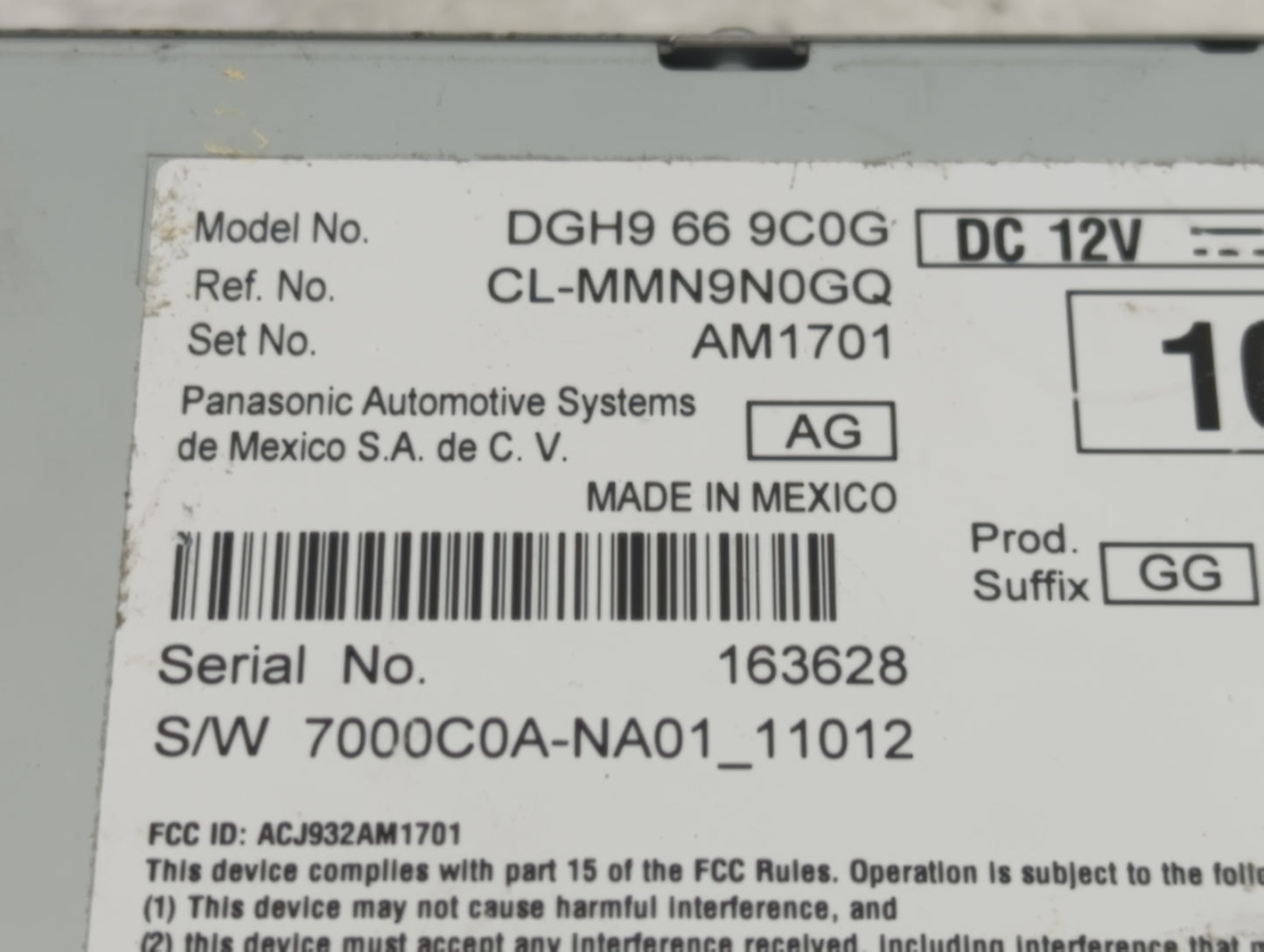 2020-2022 Mazda Cx-30 Radio AM FM Cd Player Receiver Replacement P/N:DGH9 66 9C0G Fits Fits 2020 2021 2022 OEM Used Auto Par