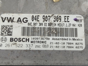 2021 Volkswagen Jetta PCM Engine Control Computer ECU ECM PCU OEM P/N:04E907309EE 0261S22337, 1039T36798 Fits OEM Used Auto Parts
