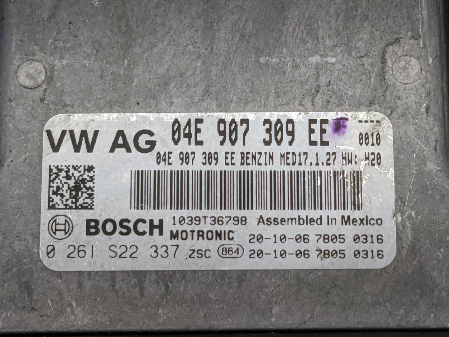 2021 Volkswagen Jetta PCM Engine Control Computer ECU ECM PCU OEM P/N:04E907309EE 0261S22337, 1039T36798 Fits OEM Used Auto