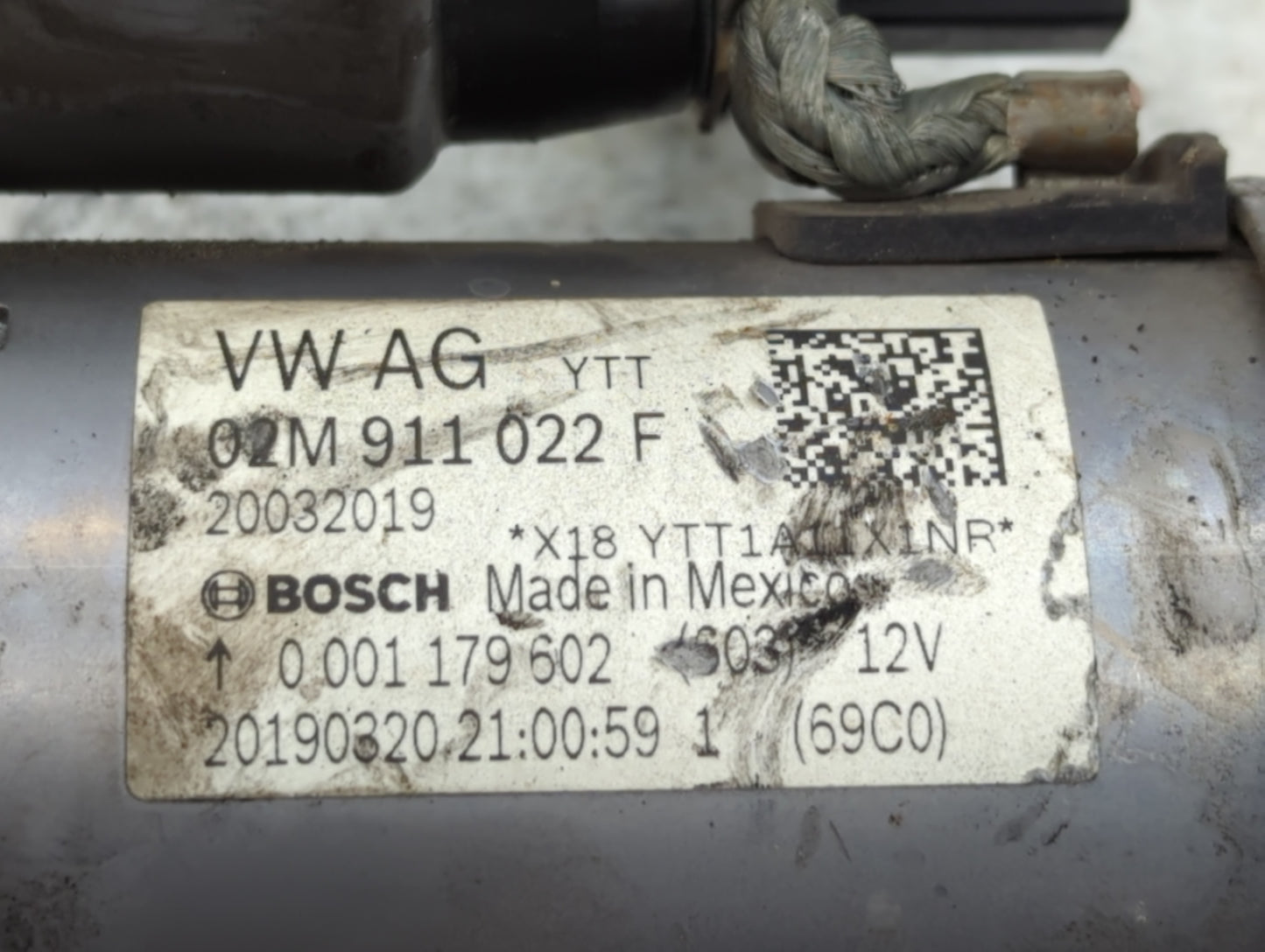 2021-2022 Volkswagen Tiguan Car Starter Motor Solenoid OEM P/N:02M 911 022 F Fits Fits 2020 2021 2022 OEM Used Auto Parts -