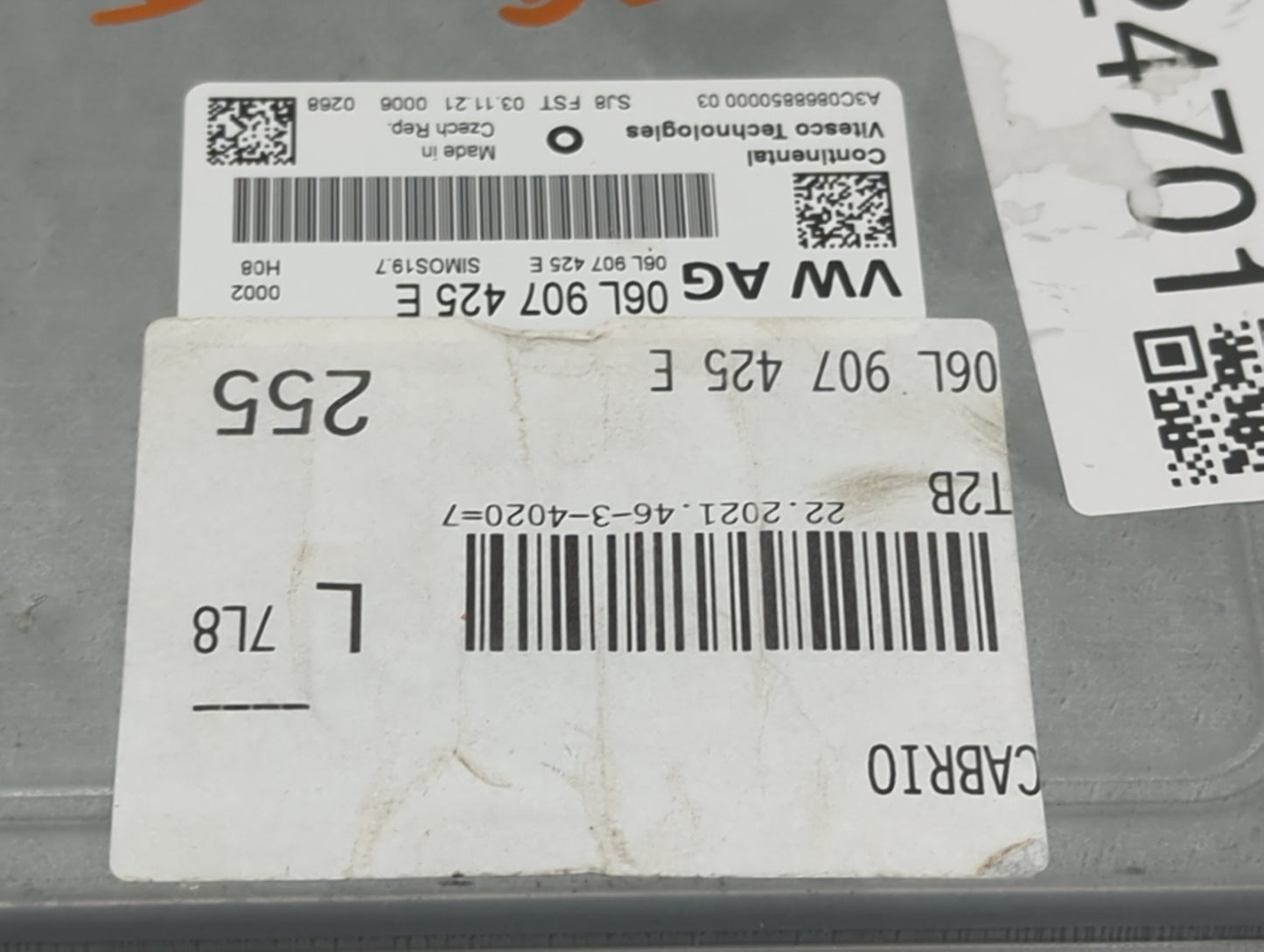 2022 Audi A5 PCM Engine Control Computer ECU ECM PCU OEM P/N:06L 907 425 E Fits OEM Used Auto Parts - Oemusedautoparts1.com