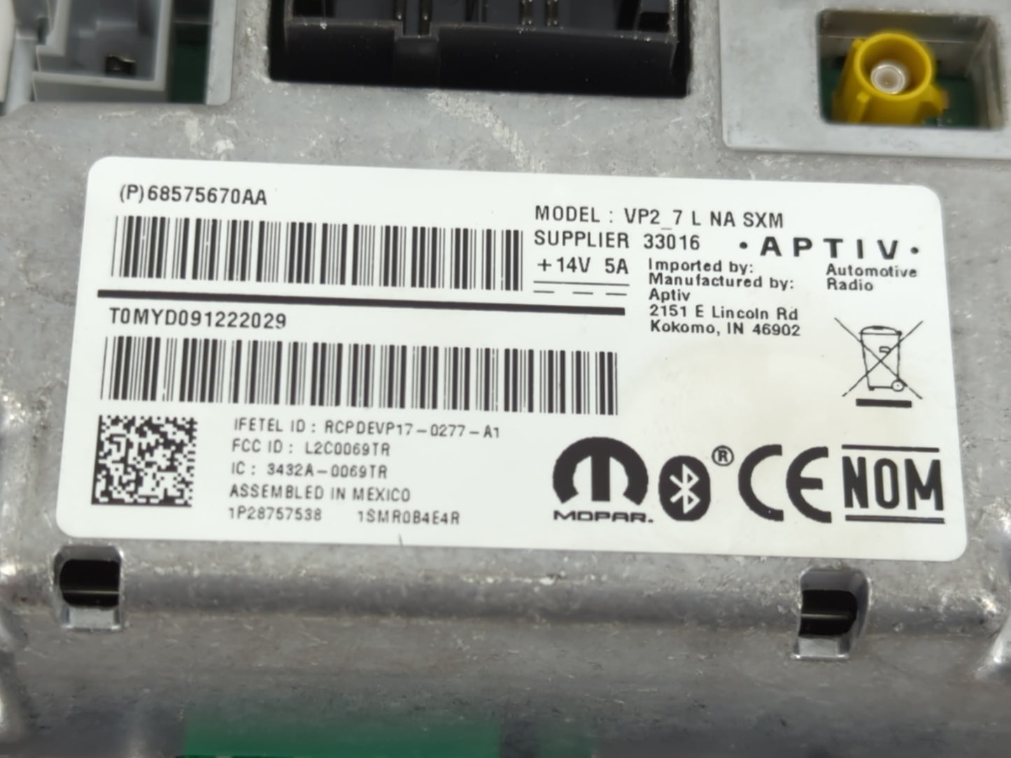 2022 Dodge Charger Radio AM FM Cd Player Receiver Replacement P/N:68575670AA Fits OEM Used Auto Parts - Oemusedautoparts1.co