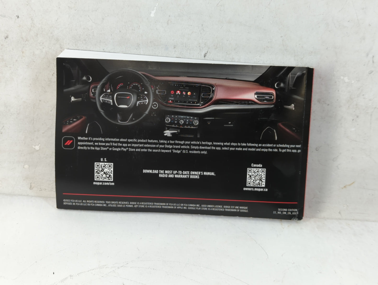 2022 Dodge Durango Owners Manual Book Guide OEM Used Auto Parts - Oemusedautoparts1.com