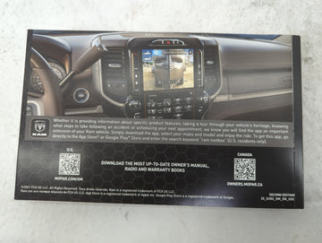 2022 Dodge Ram 2500 Owners Manual Book Guide P/N:22_DJD2_OM_EN_USC OEM Used Auto Parts