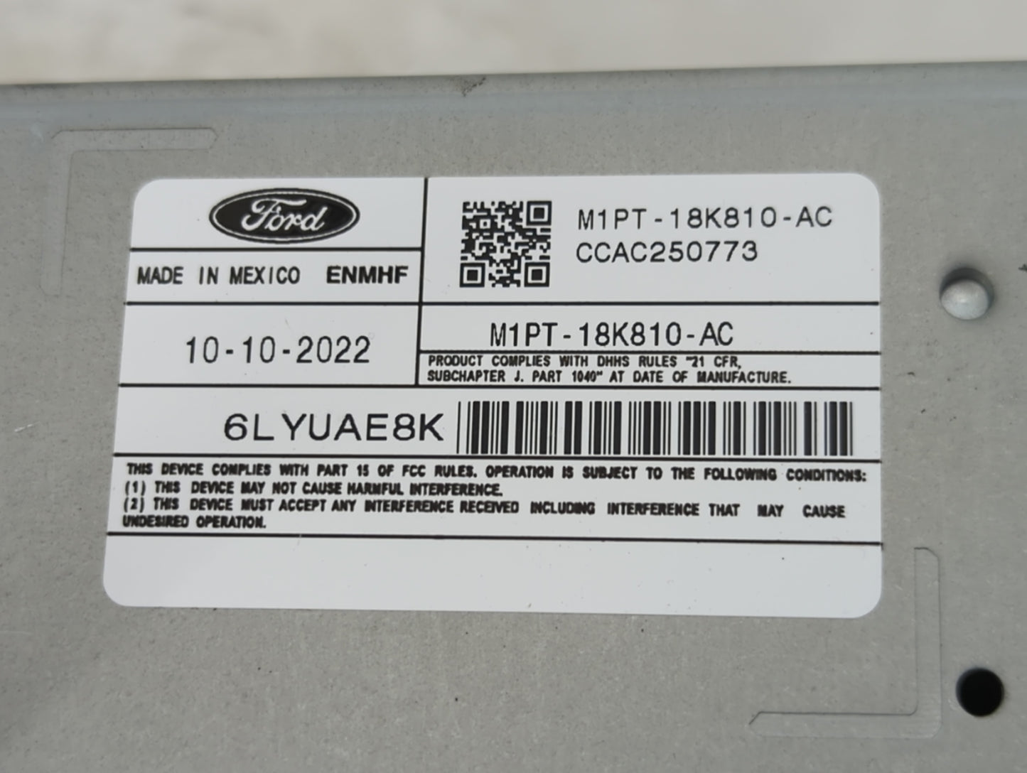 2021-2022 Ford Escape Radio AM FM Cd Player Receiver Replacement P/N:M1PT-18K810-AC CCAC250773, 6LYUAE8K Fits Fits 2021 2022