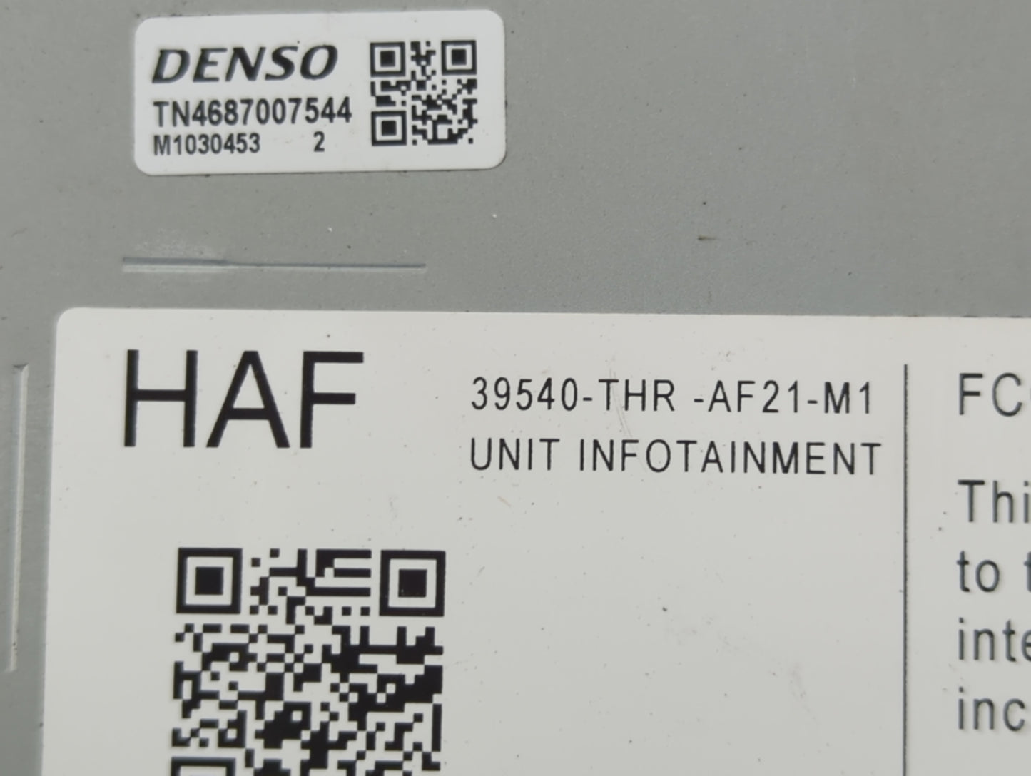 2022 Honda Odyssey Radio AM FM Cd Player Receiver Replacement P/N:39540-THR-AF21-M1 Fits OEM Used Auto Parts - Oemusedautopa