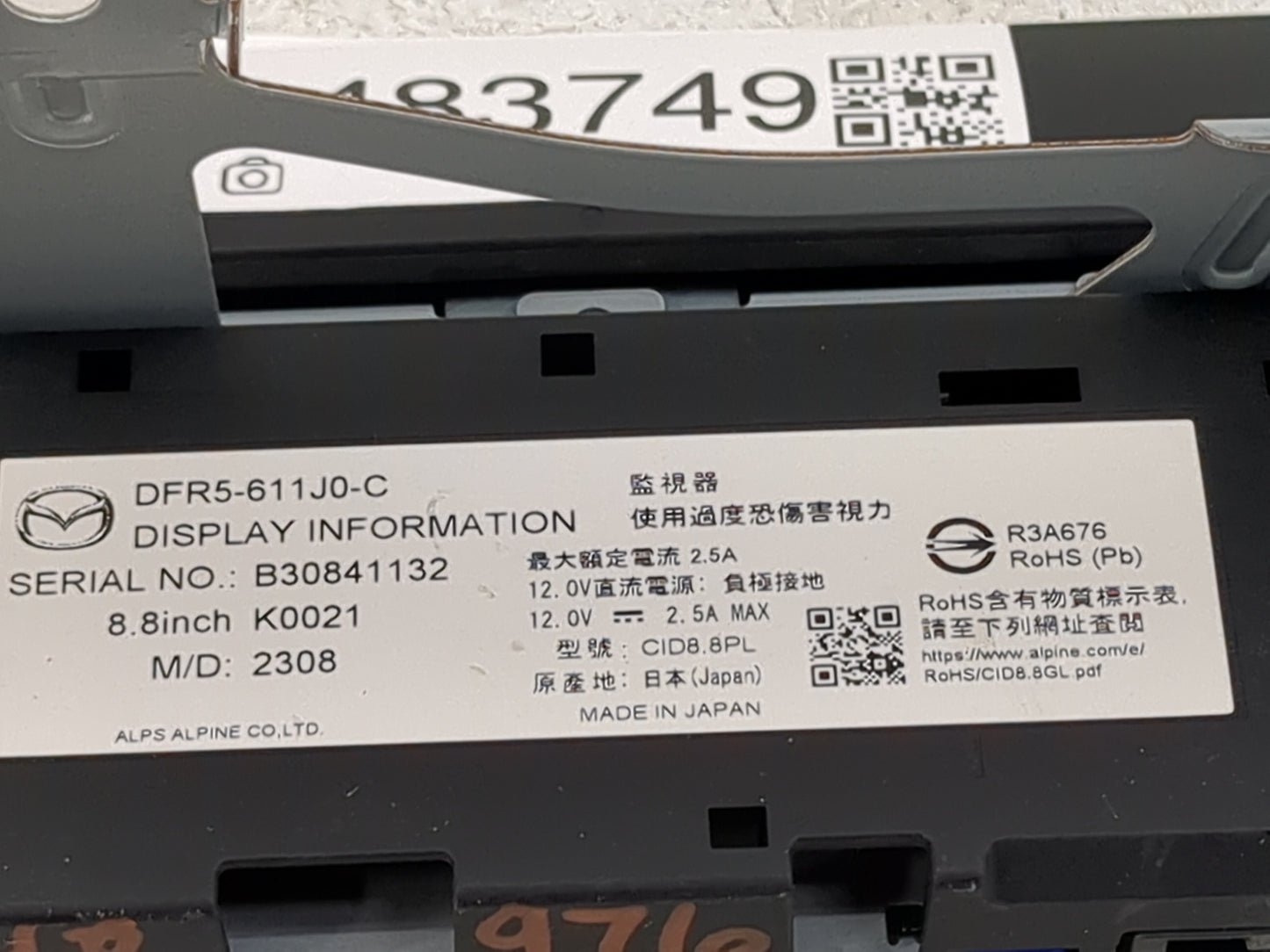 2022 Mazda Cx-30 Information Display Screen 1483749 - Oemusedautoparts1.com
