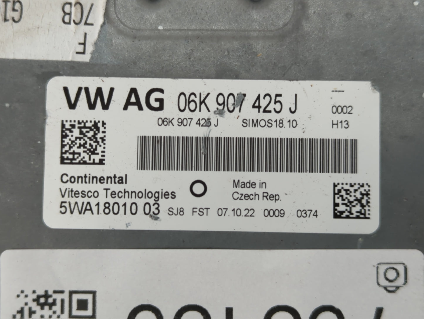 2023 Audi Q3 PCM Engine Control Computer ECU ECM PCU OEM P/N:06K 907 425 J Fits OEM Used Auto Parts - Oemusedautoparts1.com