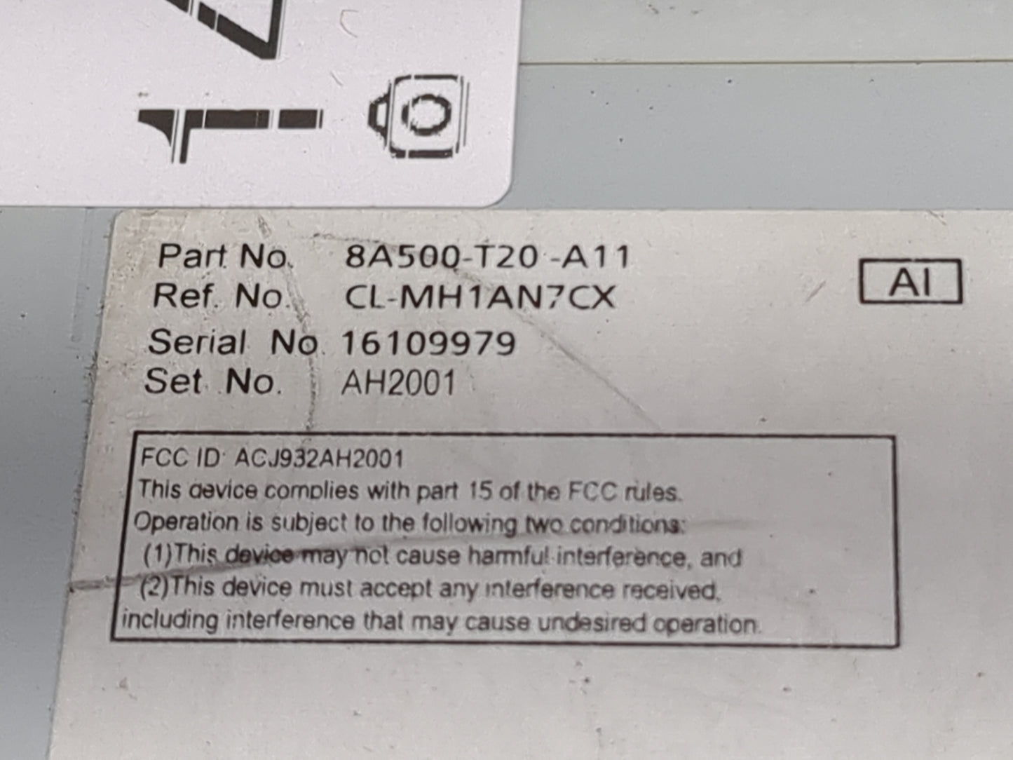 2023 Honda Civic Radio AM FM Cd Player Receiver Replacement P/N:8A500-T20-A11 CL-MH1AN7CX, ACJ932AH2001 Fits OEM Used Auto P