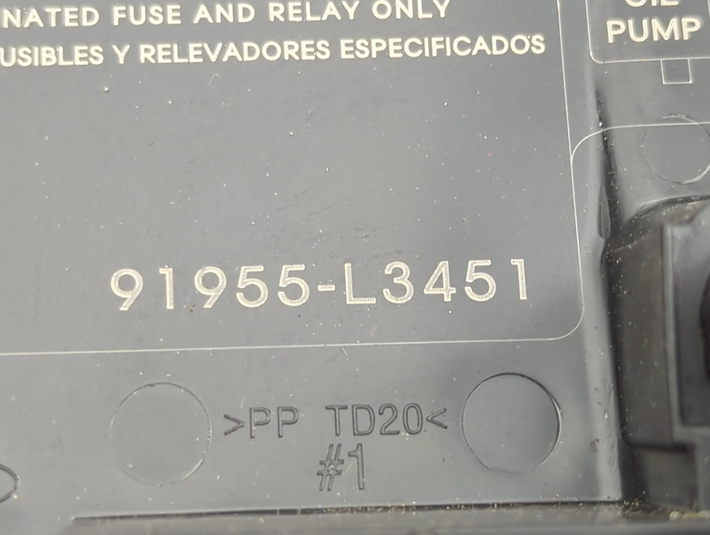 2023 Kia K5 Fusebox Fuse Box Panel Relay Module P/N:91955-L3451 Fits OEM Used Auto Parts - Oemusedautoparts1.com