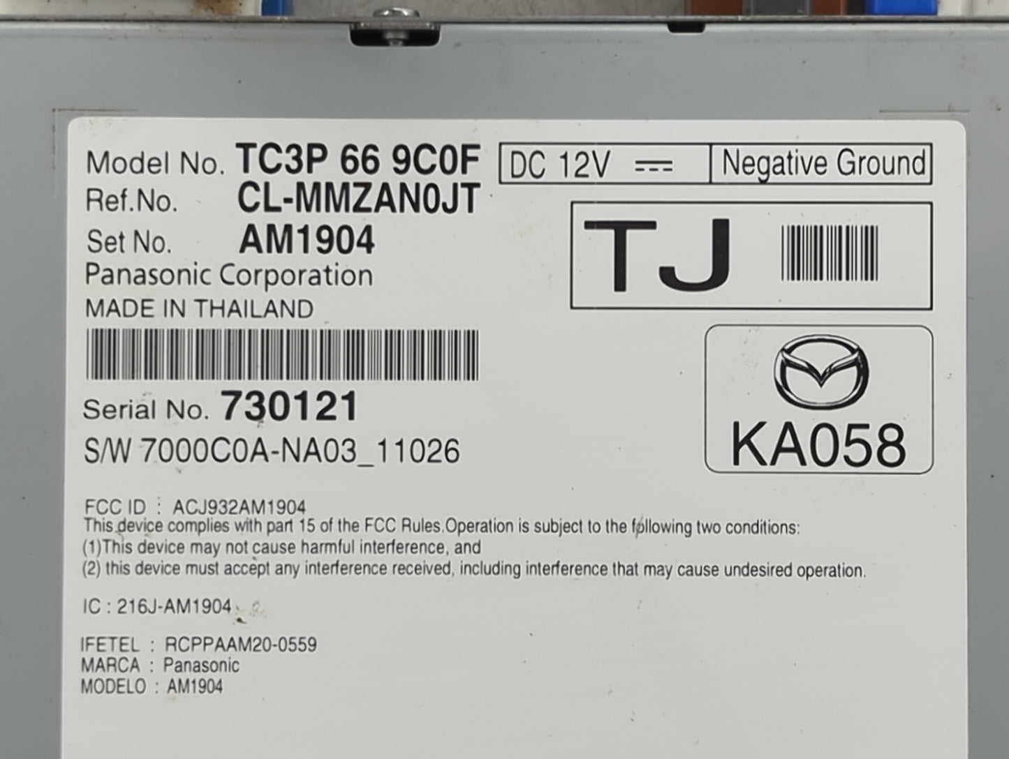 2023 Mazda Mazda Cx-5 Radio AM FM Cd Player Receiver Replacement P/N:TC3P669C0F CL-MMZAN0JT, AM1904 Fits Fits 2021 2022 OEM