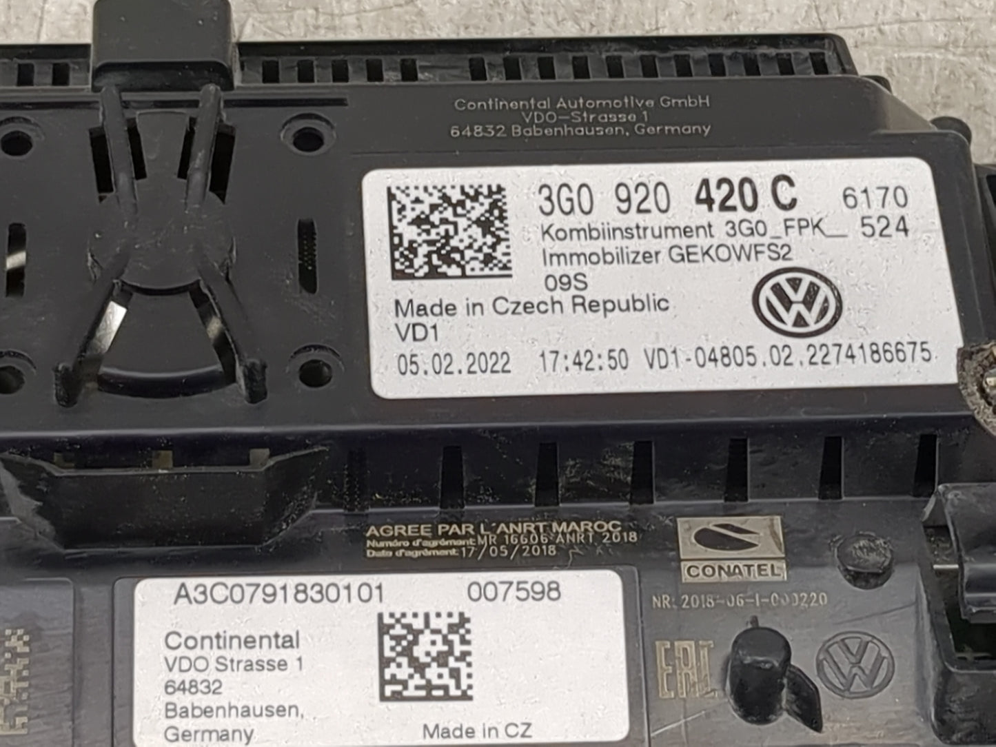 2023 Volkswagen Atlas Instrument Cluster Speedometer Gauges P/N:3G0920420C A3C0791830101, A2C19489000, A2C19488500 Miles: Fi