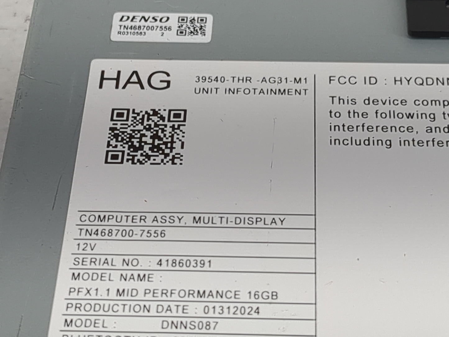 2024 Honda Odyssey Radio AM FM Cd Player Receiver Replacement P/N:39540-THR-AG31-M1 TN468700-7556, DNNS087 Fits OEM Used Aut
